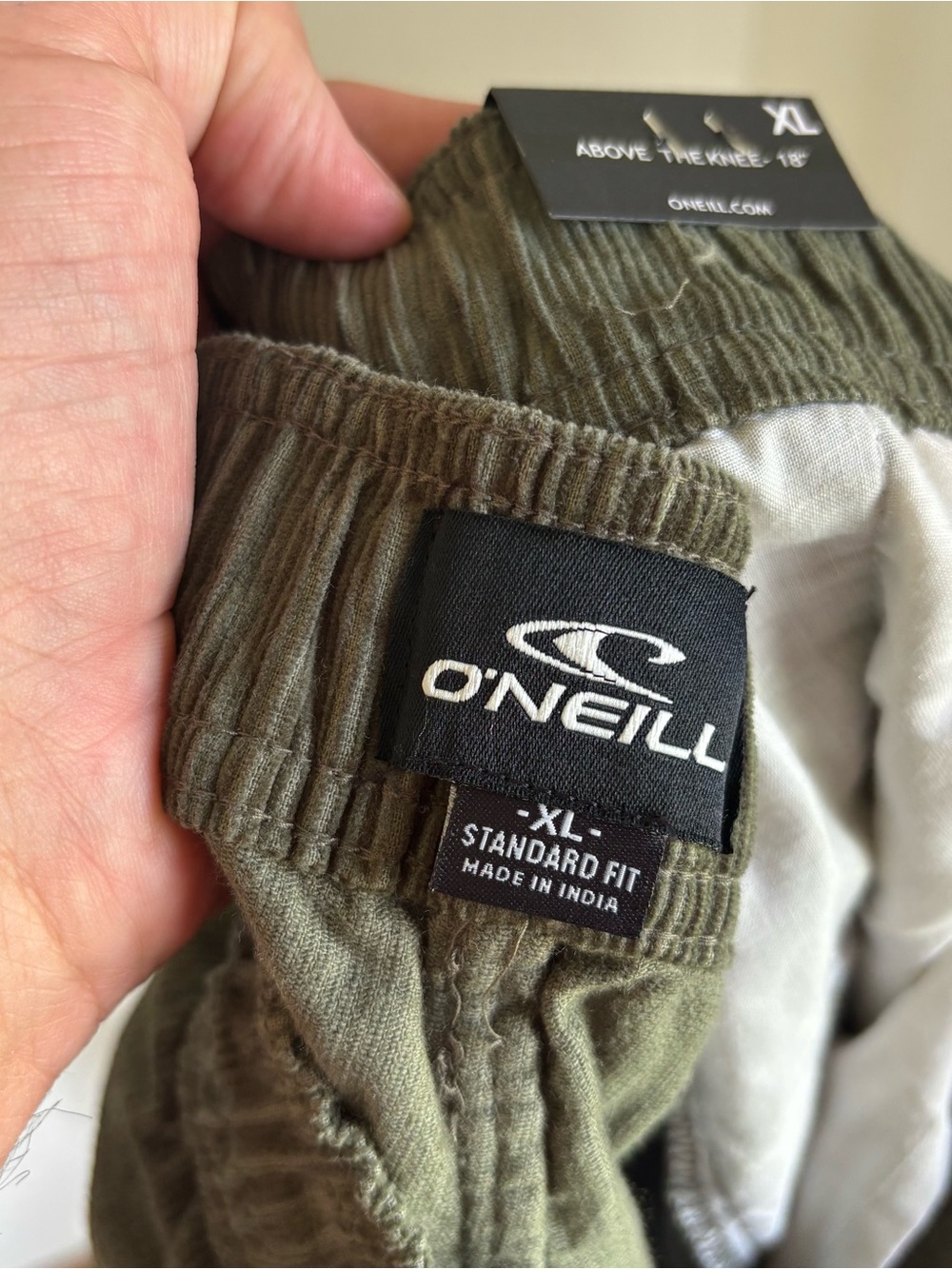 O'Neill Shorts Mens XL Dark Green Corduroy Elastic Waist Drawstring Surf Chino - Picture 7 of 9